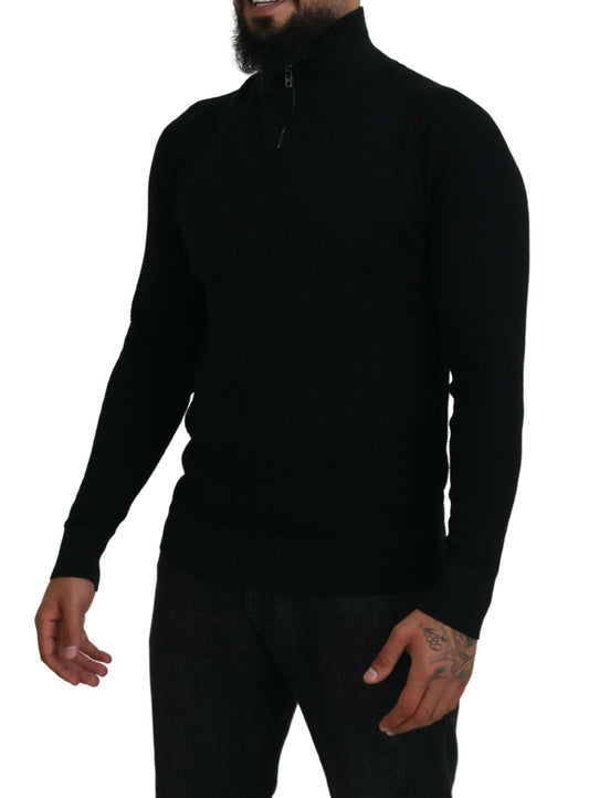 Dolce & Gabbana Black Silk Turtle Neck Pullover Sweater - DEA STILOSA MILANO