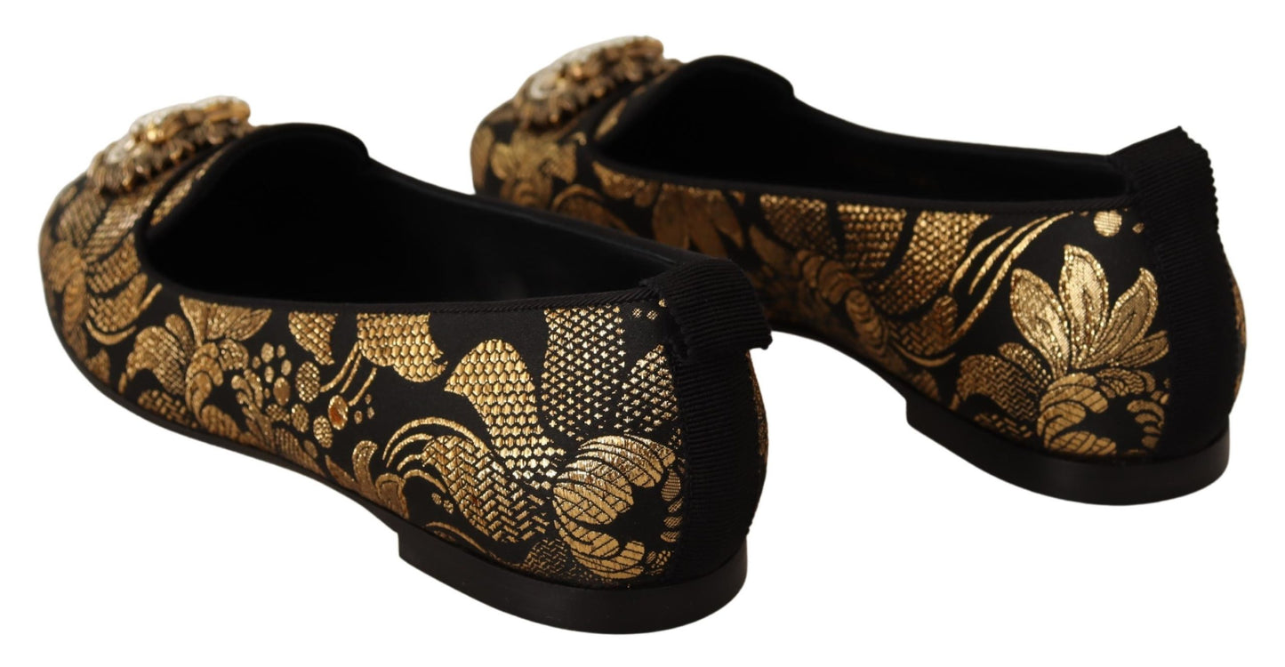 Dolce & Gabbana Black Gold Amore Heart Loafers Flats Shoes - DEA STILOSA MILANO