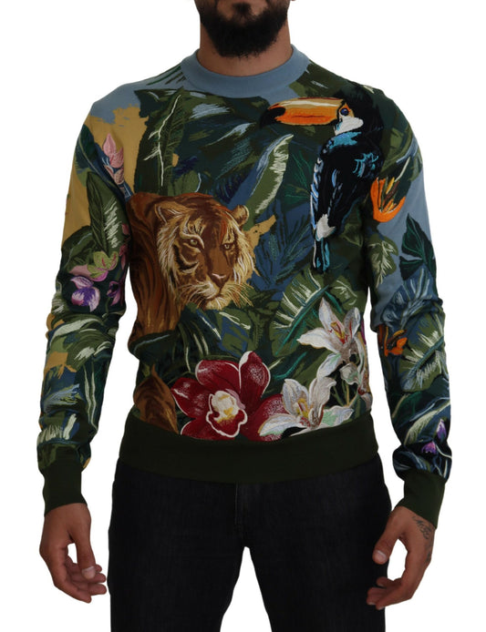 Dolce & Gabbana Multicolor Jungle Wool Pullover Logo Sweater - DEA STILOSA MILANO