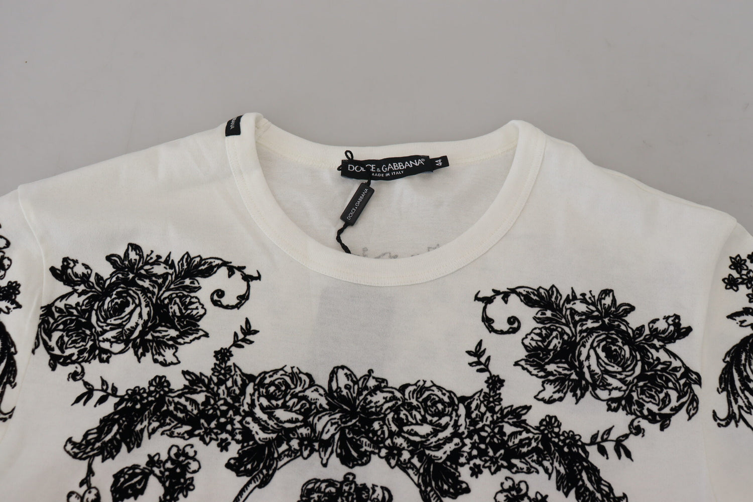 Dolce & Gabbana White DG Crown Floral Crewneck Men T-shirt - DEA STILOSA MILANO