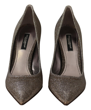 Dolce & Gabbana Gold Silver Fabric Heels Pumps Shoes - DEA STILOSA MILANO