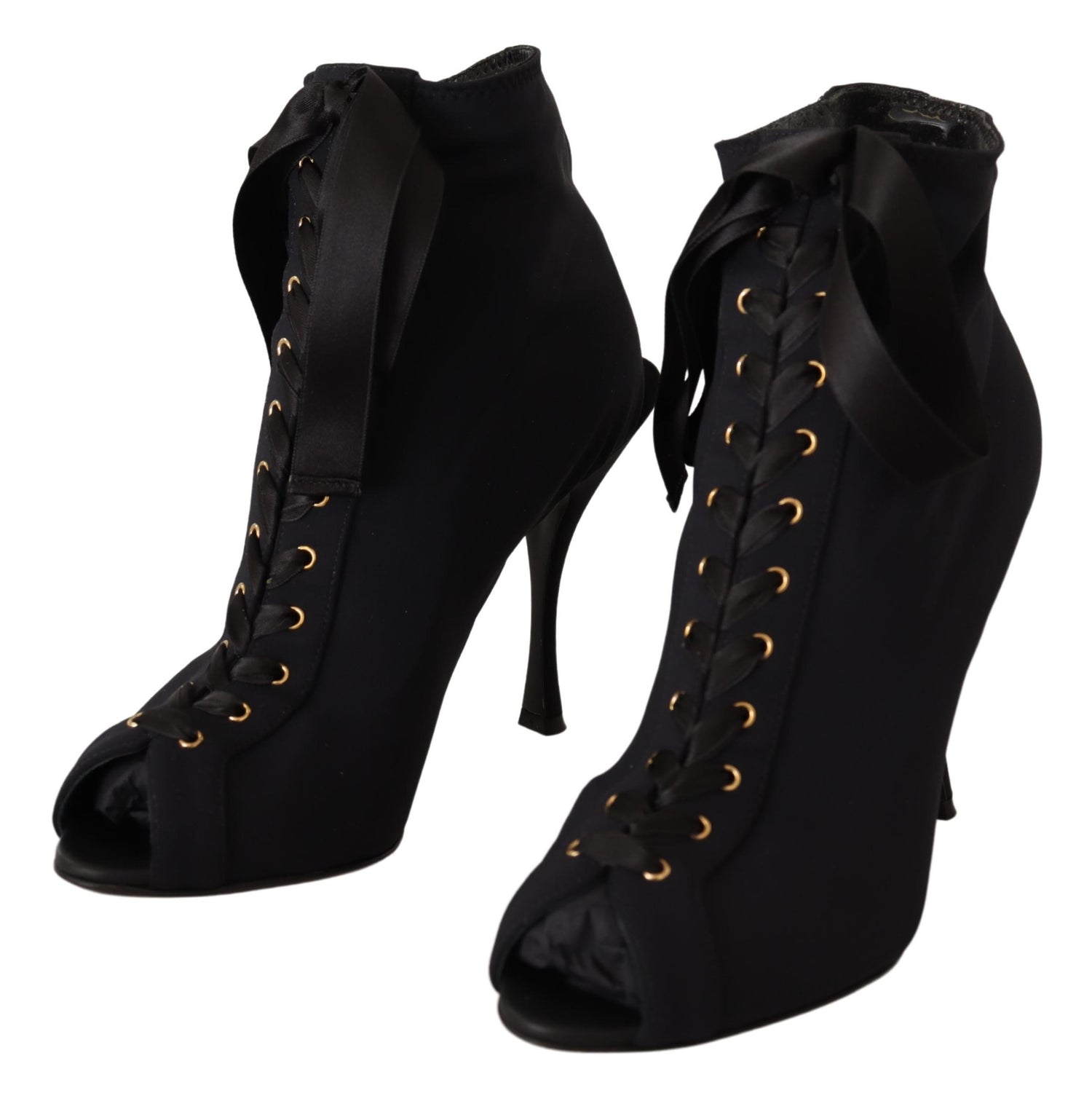 Dolce & Gabbana Black Stretch Short Ankle Boots Shoes - DEA STILOSA MILANO