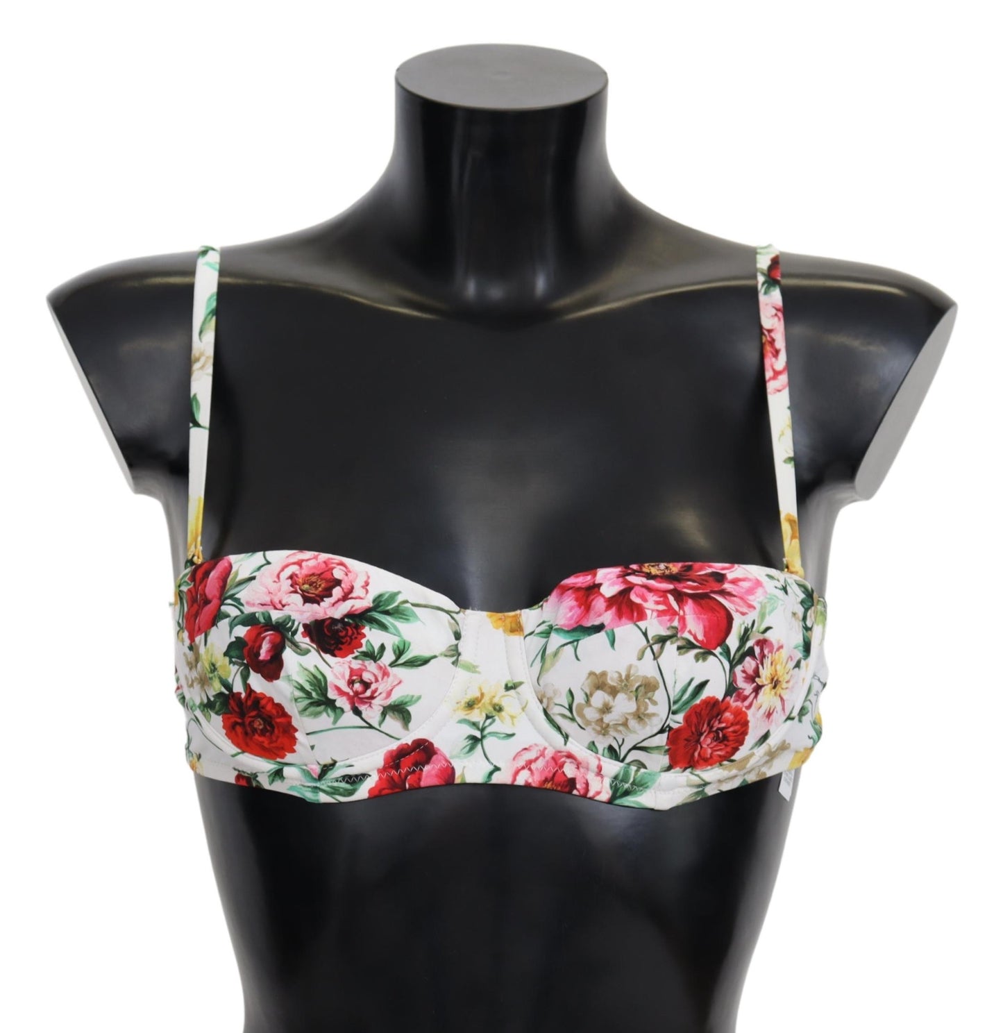 Dolce & Gabbana White Floral Print Swimsuit Beachwear Bikini Tops - DEA STILOSA MILANO