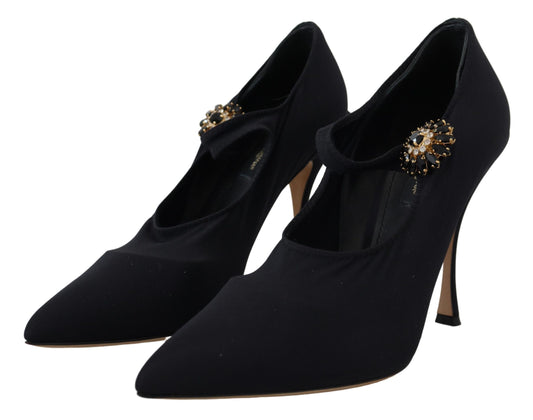 Dolce & Gabbana Black Socks Stretch Crystal Pumps Shoes - DEA STILOSA MILANO
