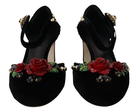 Dolce & Gabbana Black Pearl Crystal Vally Heels Sandals Shoes - DEA STILOSA MILANO