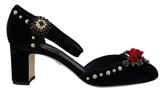 Dolce & Gabbana Black Pearl Crystal Vally Heels Sandals Shoes - DEA STILOSA MILANO