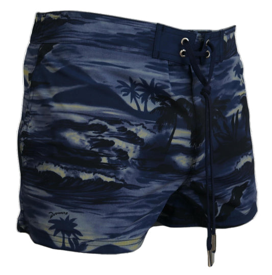 Dsquared² Blue Tropical Wave Design Beachwear Shorts Swimwear - DEA STILOSA MILANO