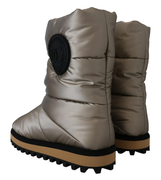 Dolce & Gabbana Silver Padded Mid Calf Winter Shoes  Boots - DEA STILOSA MILANO