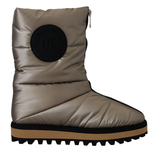 Dolce & Gabbana Silver Padded Mid Calf Winter Shoes  Boots - DEA STILOSA MILANO