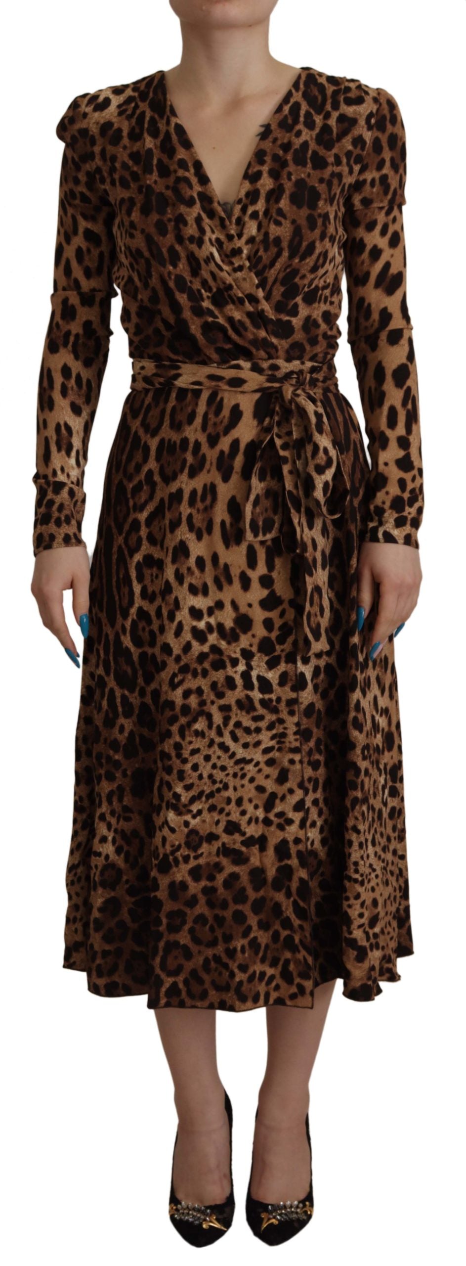 Dolce & Gabbana Brown Leopard Wrap A-line Maxi Viscose Dress - DEA STILOSA MILANO