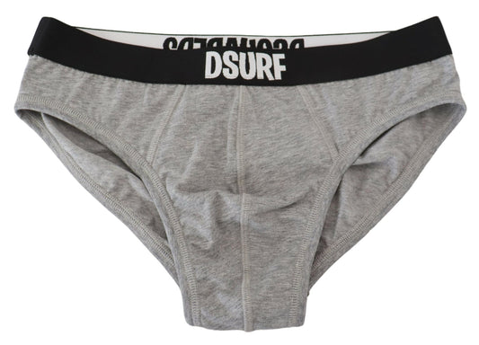 Dsquared² Gray DSURF Logo Cotton Stretch Men Brief Underwear - DEA STILOSA MILANO