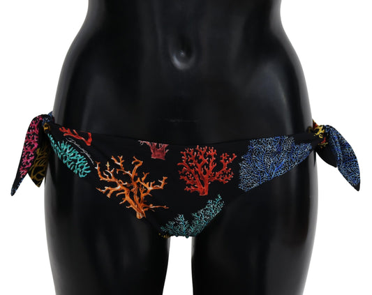 Dolce & Gabbana Black Coral Print Swimwear Beachwear Bikini Bottom - DEA STILOSA MILANO