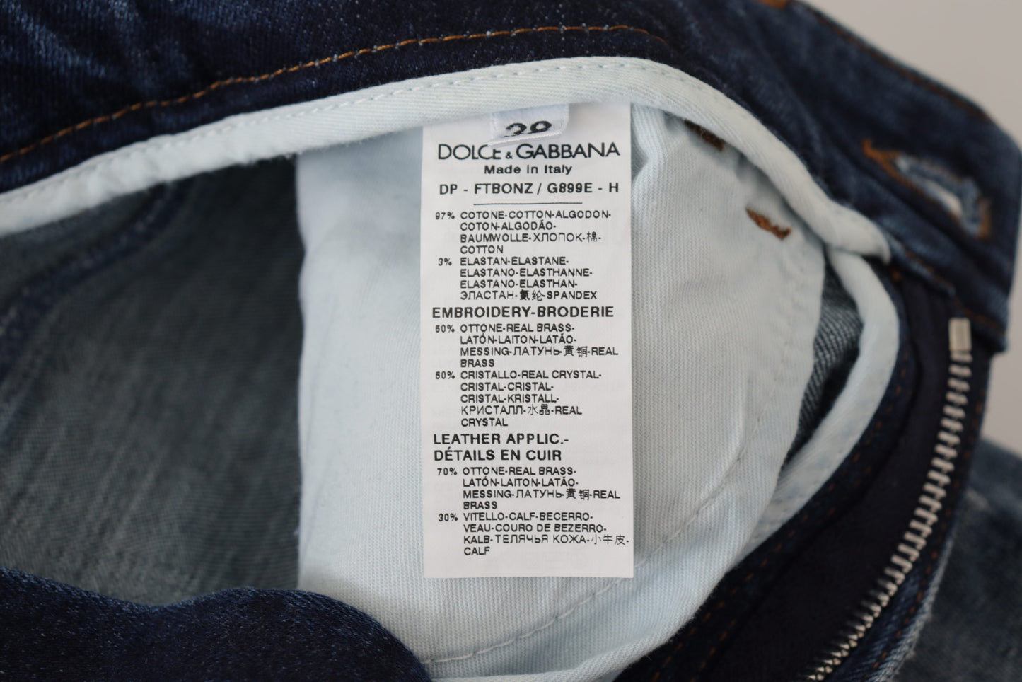 Dolce & Gabbana Blue Denim Crystal Embellished Pants Jeans - DEA STILOSA MILANO