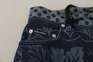 Dolce & Gabbana Blue Floral High Waist Skinny Denim Jeans - DEA STILOSA MILANO