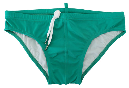 Dsquared² Green White Logo Print Men Swim Brief Swimwear - DEA STILOSA MILANO