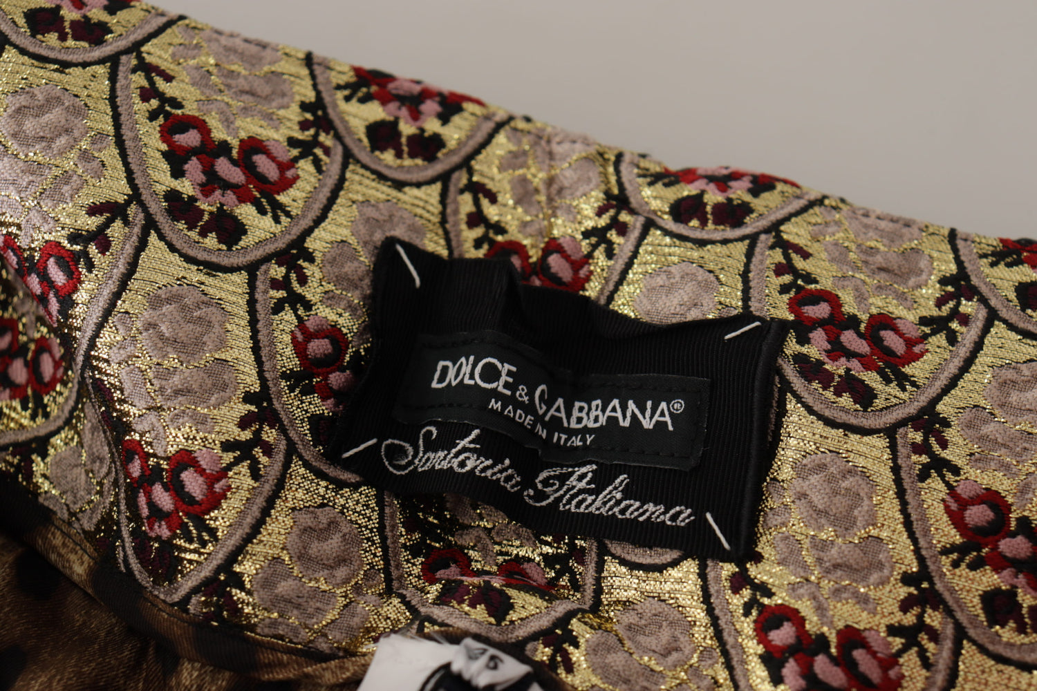 Dolce & Gabbana Brown Leopard Gold Jacquard High Waist Pants - DEA STILOSA MILANO