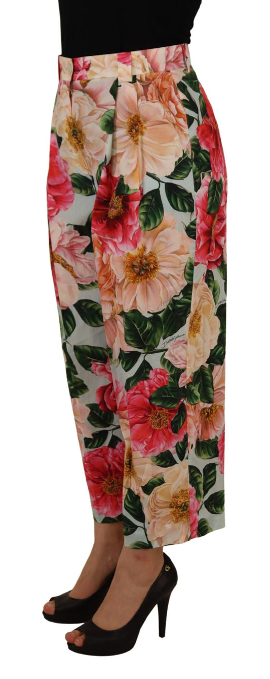 Dolce & Gabbana Multicolor Flora Printed High Waist Cropped Trouser Pants - DEA STILOSA MILANO