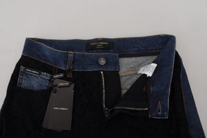 Dolce & Gabbana Black Floral Lace Front Skinny Denim Jeans - DEA STILOSA MILANO