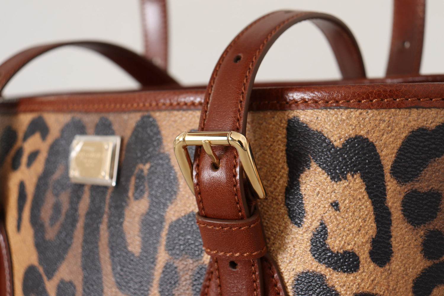Dolce & Gabbana Brown Leopard Pattern Shopping Tote Hand Bucket Purse - DEA STILOSA MILANO