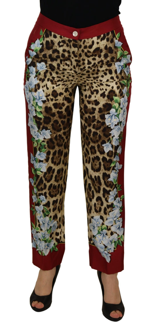Dolce & Gabbana Multicolor Leopard Flora Printed Mid Waist Trouser Pants - DEA STILOSA MILANO