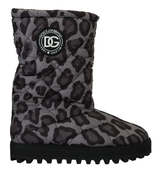 Dolce & Gabbana Gray Leopard Boots Padded Mid Calf Shoes - DEA STILOSA MILANO