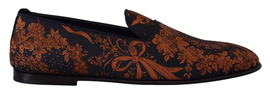 Dolce & Gabbana Blue Rust Floral Slippers Loafers Shoes - DEA STILOSA MILANO