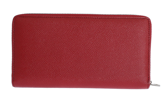 Dolce & Gabbana Red Dauphine Leather Zip Around Continental Wallet - DEA STILOSA MILANO