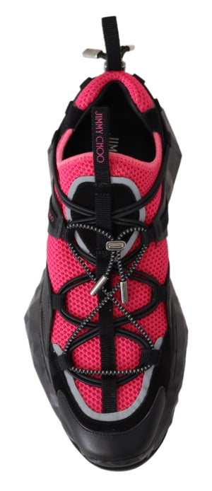 Jimmy Choo Diamond Black Pink Leather Sneaker - DEA STILOSA MILANO