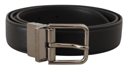 Dolce & Gabbana Black Calf Leather Logo Engraved Metal Buckle Belt - DEA STILOSA MILANO