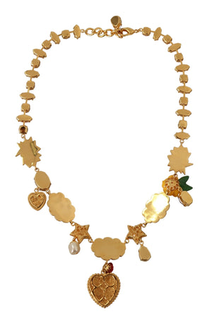 Dolce & Gabbana Gold Cartoon Love Star Boom Crystals Chain Necklace - DEA STILOSA MILANO