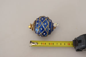 Dolce & Gabbana Gold Brass Blue Dangle Ball Crystal Clip On Earrings - DEA STILOSA MILANO