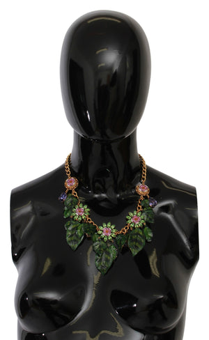 Dolce & Gabbana Floral Crystal Charm Gold Brass Statement Necklace - DEA STILOSA MILANO