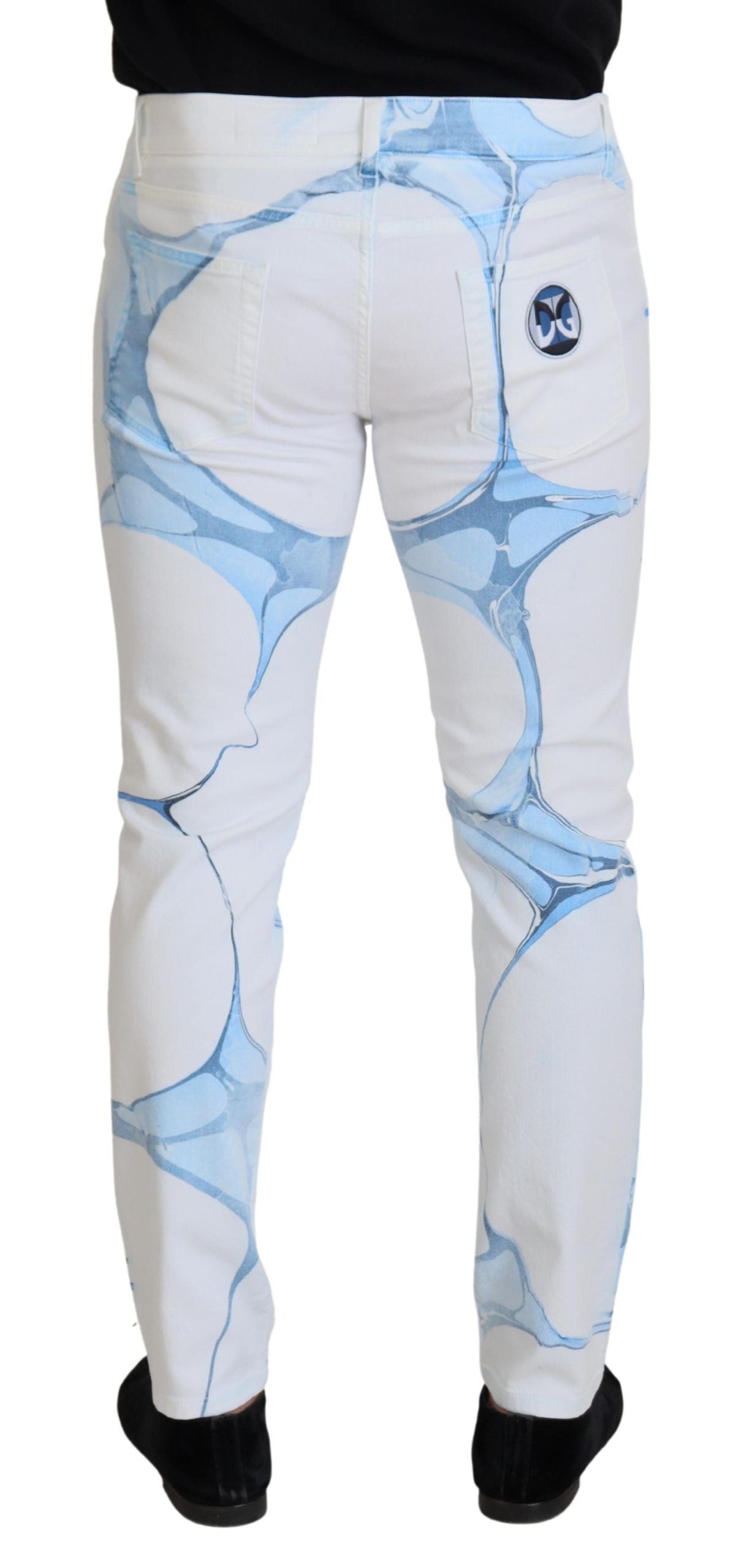 Dolce & Gabbana White Blue Denim Cotton Jeans Stretch Skinny Fit Pant - DEA STILOSA MILANO