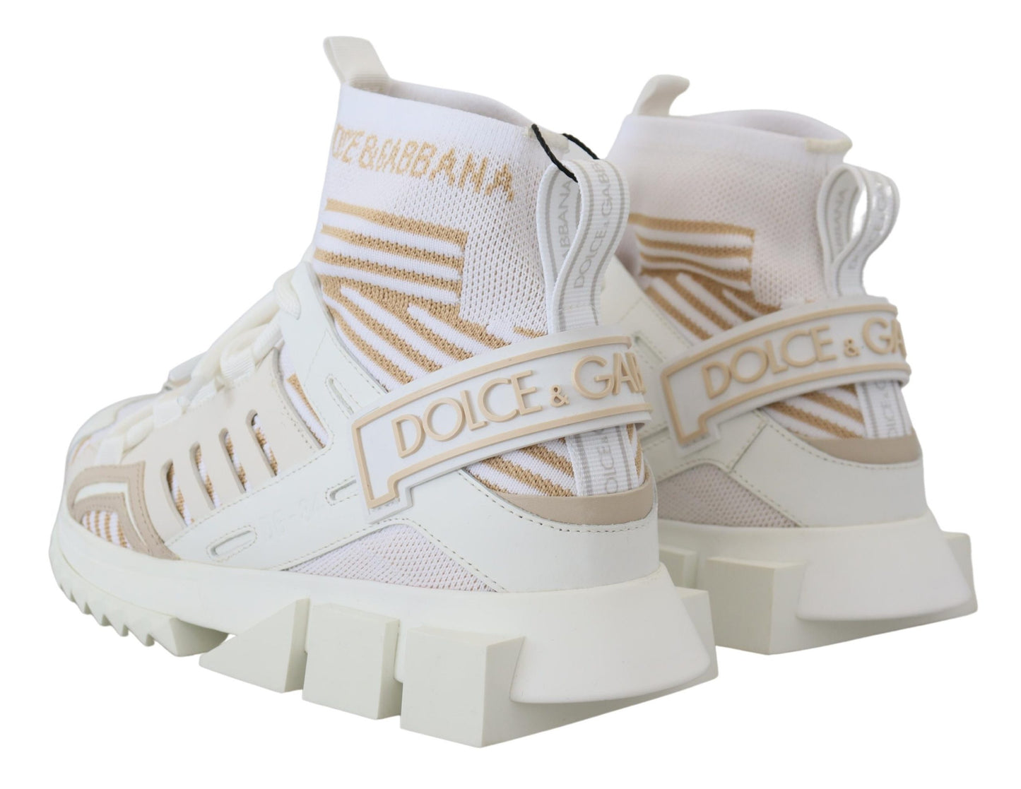 Dolce & Gabbana White Beige Sorrento Sneakers Shoes - DEA STILOSA MILANO
