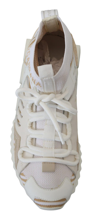 Dolce & Gabbana White Beige Sorrento Sneakers Shoes - DEA STILOSA MILANO