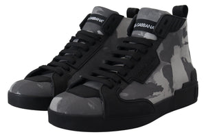 Dolce & Gabbana Gray Canvas Cotton High Tops Sneakers Shoes - DEA STILOSA MILANO