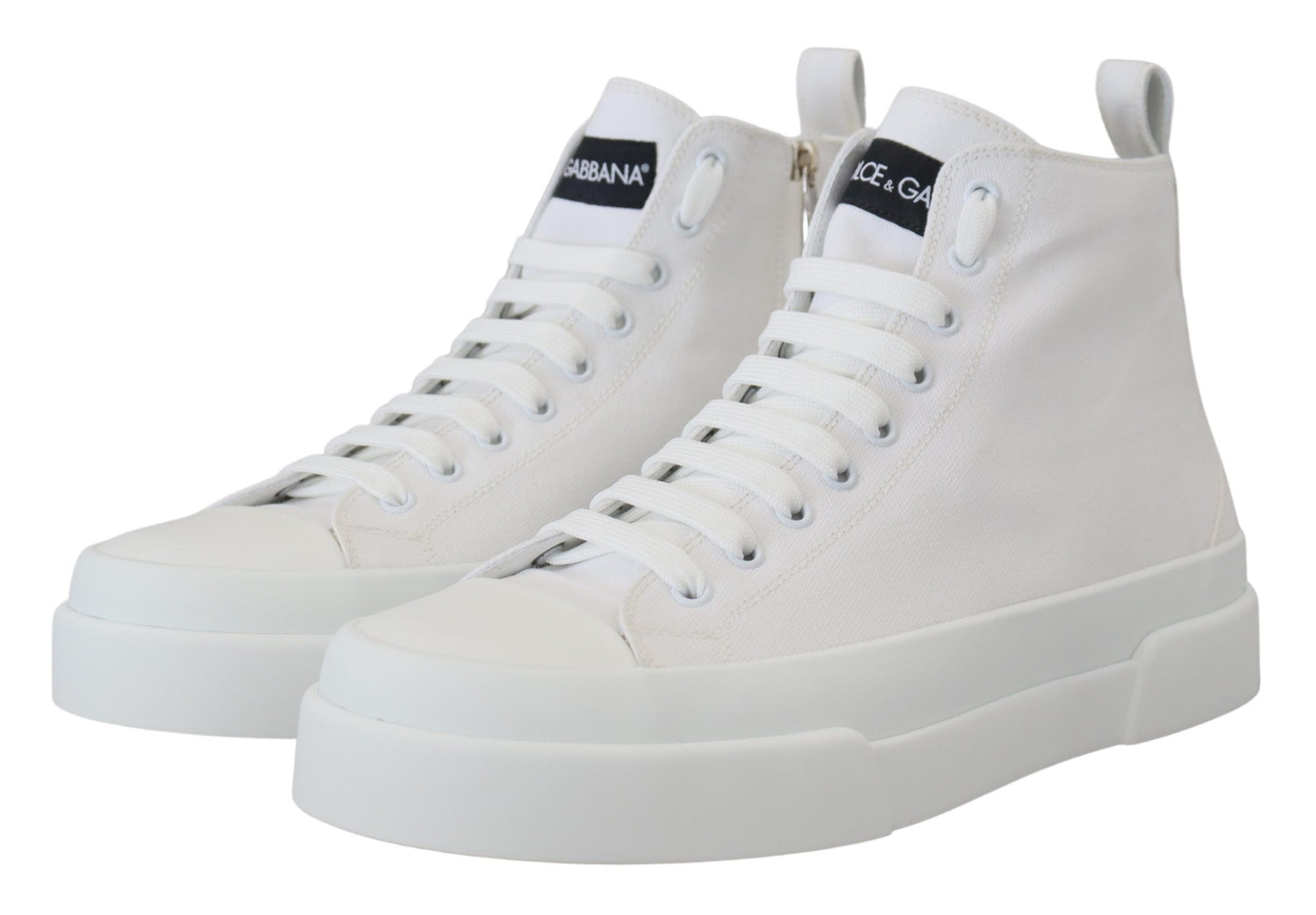 Dolce & Gabbana White Canvas Cotton High Tops Sneakers Shoes - DEA STILOSA MILANO