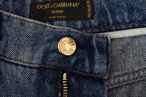 Dolce & Gabbana Blue Tattered Skinny Denim Cotton Jeans - DEA STILOSA MILANO