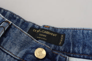 Dolce & Gabbana Blue Tattered Skinny Denim Cotton Jeans - DEA STILOSA MILANO