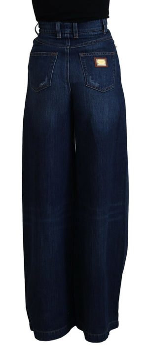 Dolce & Gabbana Blue Embellished Straight Denim Cotton Jeans - DEA STILOSA MILANO