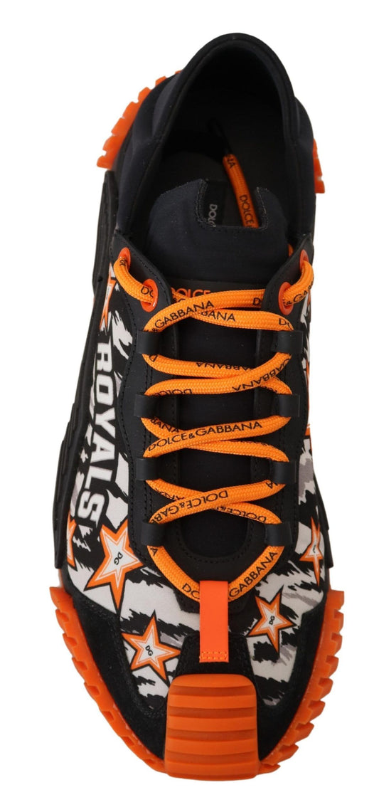 Dolce & Gabbana Black Orange Fabric Lace Up Sneakers NS1 Shoes - DEA STILOSA MILANO