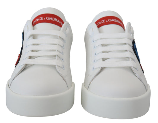 Dolce & Gabbana White Portofino Logo Classic Sneakers Shoes - DEA STILOSA MILANO