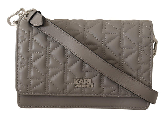 Karl Lagerfeld Light Grey Leather Crossbody Bag - DEA STILOSA MILANO
