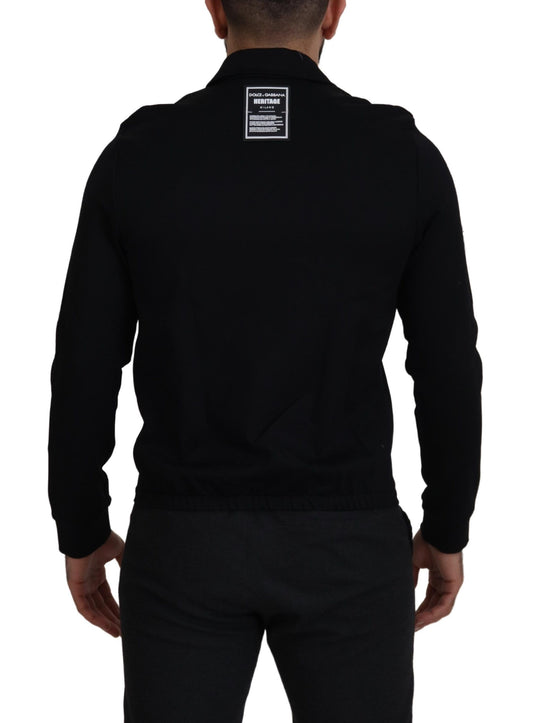 Dolce & Gabbana Black Nylon Full Zip Cardigan Logo Sweater - DEA STILOSA MILANO