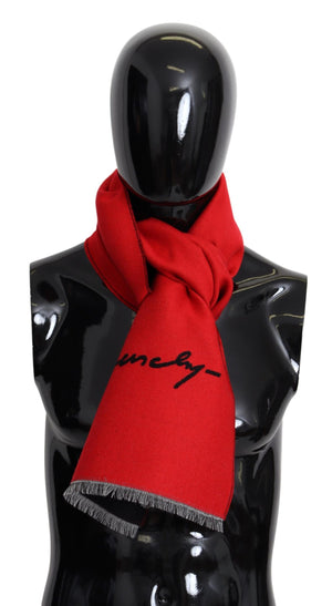 Givenchy Red Black Wool Unisex Winter Warm Scarf Wrap Shawl - DEA STILOSA MILANO