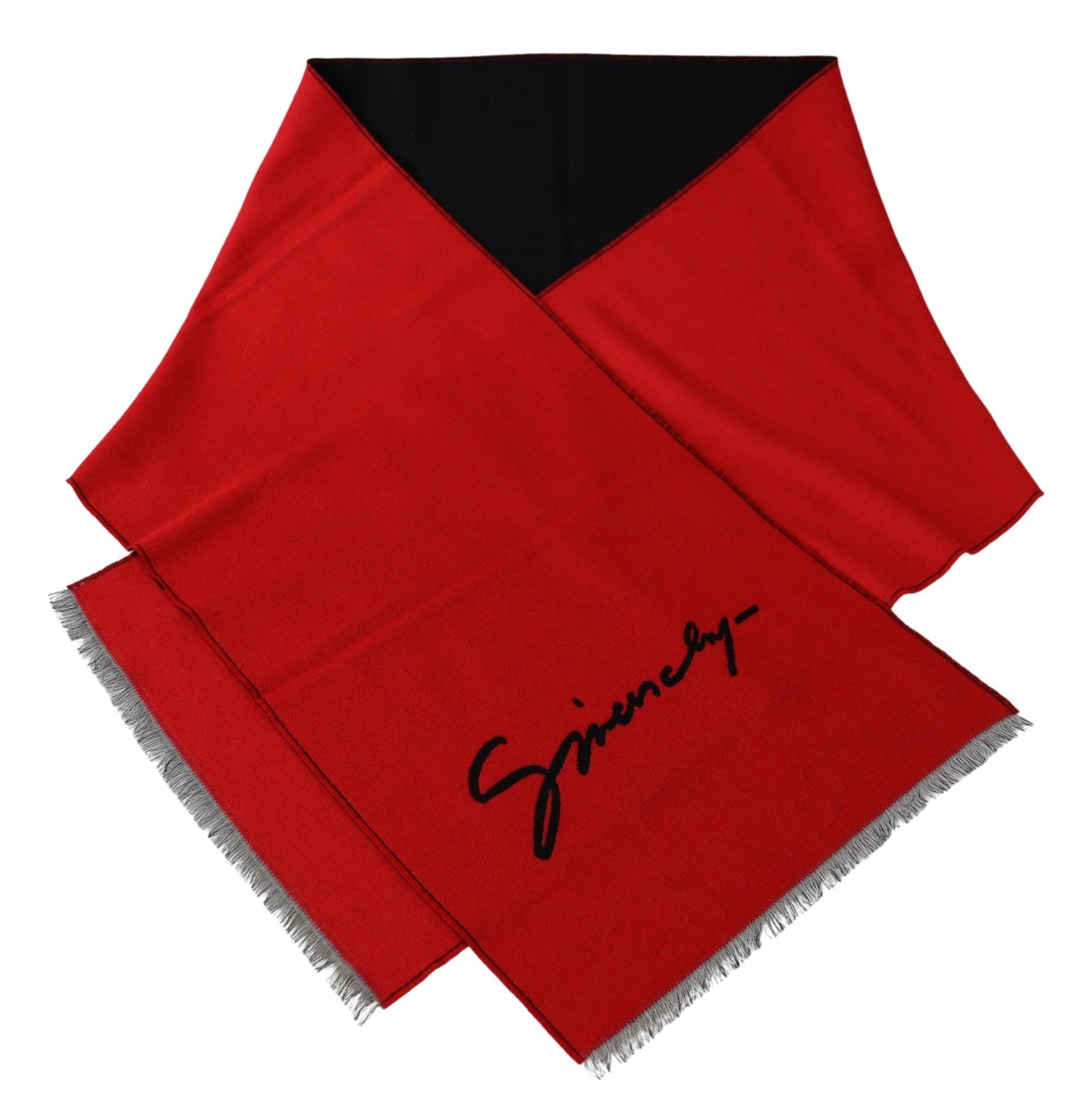 Givenchy Red Black Wool Unisex Winter Warm Scarf Wrap Shawl - DEA STILOSA MILANO