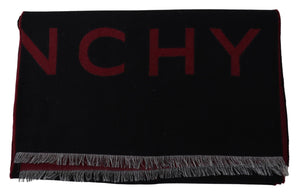 Givenchy Black Red Wool Unisex Winter Warm Wrap Scarf Shawl - DEA STILOSA MILANO