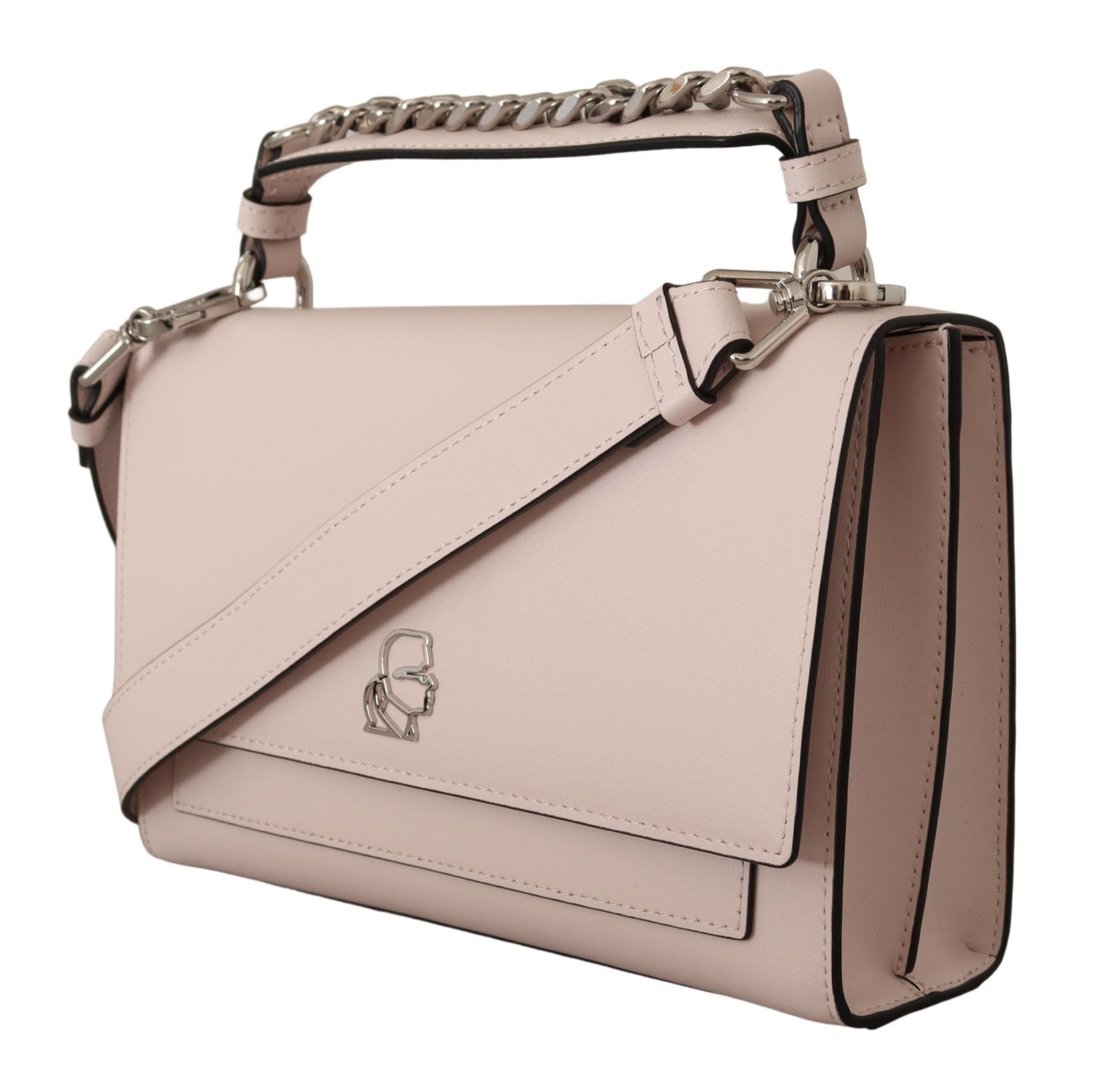 Karl Lagerfeld Light Pink Leather Shoulder Bag - DEA STILOSA MILANO