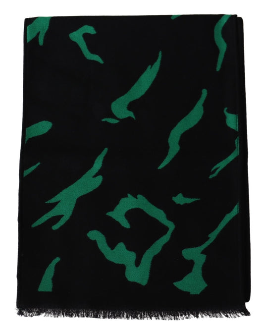 Givenchy Black Green Wool  Unisex Winter Warm Scarf Wrap Shawl - DEA STILOSA MILANO