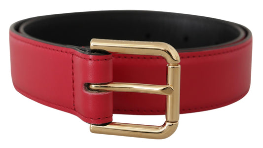 Dolce & Gabbana Red Calf Leather Gold Tone Logo Metal Buckle Belt - DEA STILOSA MILANO